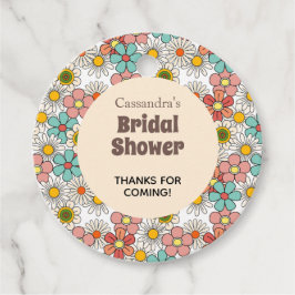 レトロ ヒッピーのグルーヴィーな花のウェディングシャワーのお礼 フェイバータグ