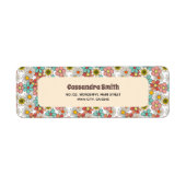 レトロ ヒッピーのグルーヴィーな花の返送先住所 ラベル (正面)