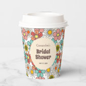 レトロ ヒッピーの花のウェディングシャワーパーティー 紙コップ (裏面)