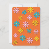 レトロ ヒッピーの70年代 60年代のデイジー プールパーティー 誕生日 招待状 (裏面)