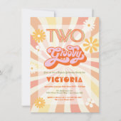 レトロ ヒッピーの70's 60's ツー グルーヴィー バースデー パーティー 招待状 (正面)