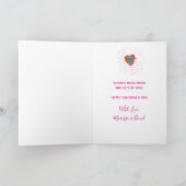 レトロ ヒッピーピンクターコイズハート バレンタインデー カード (内部)