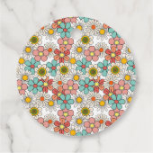 レトロ ヒッピーフラワー グルーヴィー ブライダルシャワー サンクス フェイバータグ (裏面)