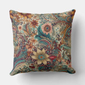 レトロ.ヒッピー:ゴールデンガーデンピロー クッション (裏面)