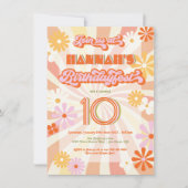 レトロ ヒッピー 70年代 60年代 バースデー フェスト パーティー 招待状 (正面)