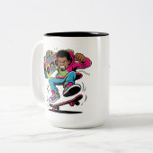 レトロ ヒップホップ スケートボーダー ツートーンマグカップ (正面左)