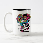 レトロ ヒップホップ スケートボーダー ツートーンマグカップ (左)