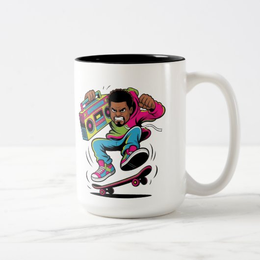 レトロ ヒップホップ スケートボーダー ツートーンマグカップ (右)