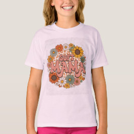 レトロ ヒョウ柄 ソフトママ フラワー グラフィック デザイン Tシャツ