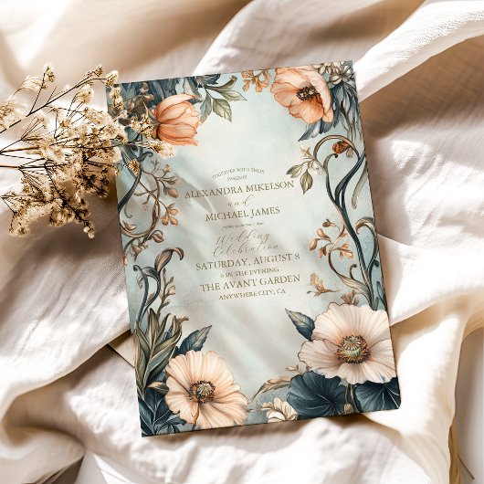 レトロ ビクトリアン ロイヤル フローラル ウェディング 招待状