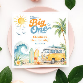レトロ ビッグワン サーフ ビーチ 1歳 誕生日 スタンダードカクテルナプキン
