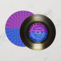 レトロ ビニールアルバム ディスコスタイル 誕生日パーティー招待状