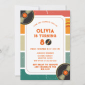 レトロ ビニール グルーヴィー 大人 50歳 60歳 70歳 誕生日 招待状 (正面)