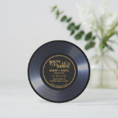 レトロ ビニール ブラック ウェディング レコード 招待状 (スタンド正面)