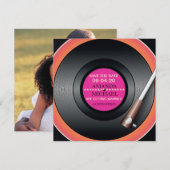 レトロ ビニール レコード プレーヤー 保存 日付 招待状 (正面/裏面)