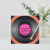 レトロ ビニール レコード プレーヤー 保存 日付 招待状 (スタンド正面)