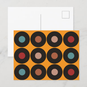 レトロ ビニール レコード ミュージック ポストカード
