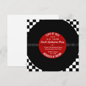 レトロ ビニール レコード | モダン シック 卒業パーティ 招待状 (正面/裏面)