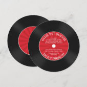 レトロ ビニール レコード 誕生日パーティー 招待状 (正面/裏面)