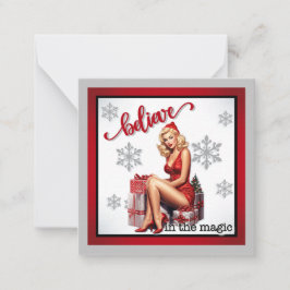 レトロ ビリーブ・イン・マジック クリスマス ピンアップ ノートカード
