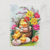 レトロ ビンテージ イースター ホリデー チキン ポストカード (正面)