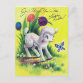 レトロ ビンテージ イースター ラム  ホリデー ポストカード (正面)