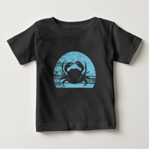 レトロ ビンテージ カニ 60年代 70年代 サンセット ブルー ベビーTシャツ