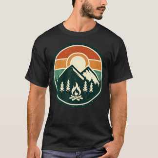 レトロ ビンテージ キャンプファイヤー キャンピング キャンパー アウトドア キャンプ Tシャツ