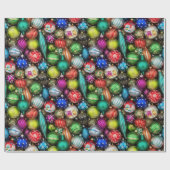 レトロ ビンテージ クリスマス オーナメント ごちゃ混ぜ ラッピングペーパー (フラット)