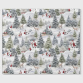 レトロ ビンテージ クリスマス カントリー 水彩 ラッピングペーパー (フラット)