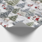 レトロ ビンテージ クリスマス カントリー 水彩 ラッピングペーパー (角)