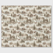 レトロ ビンテージ クリスマス カントリー 水彩 ラッピングペーパー (フラット)