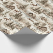 レトロ ビンテージ クリスマス カントリー 水彩 ラッピングペーパー (角)