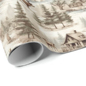 レトロ ビンテージ クリスマス カントリー 水彩 ラッピングペーパー (ロールコーナー)