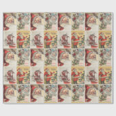 レトロ ビンテージ クリスマス カード コラージュ ラッピングペーパー (フラット)