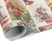 レトロ ビンテージ クリスマス カード コラージュ ラッピングペーパー (ロールコーナー)