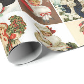 レトロ ビンテージ クリスマス カード コラージュ ラッピングペーパー (ロールコーナー)