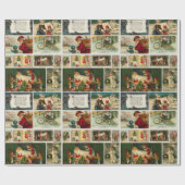 レトロ ビンテージ クリスマス カード コラージュ ラッピングペーパー (フラット)