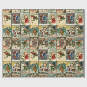 レトロ ビンテージ クリスマス カード コラージュ ラッピングペーパー (フラット)