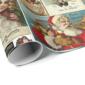 レトロ ビンテージ クリスマス カード コラージュ ラッピングペーパー (ロールコーナー)