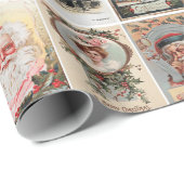 レトロ ビンテージ クリスマス カード コラージュ ラッピングペーパー (ロールコーナー)