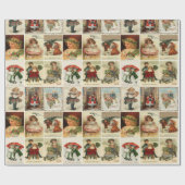 レトロ ビンテージ クリスマス カード コラージュ ラッピングペーパー (フラット)