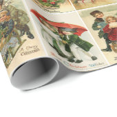 レトロ ビンテージ クリスマス カード コラージュ ラッピングペーパー (ロールコーナー)