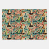 レトロ ビンテージ クリスマス "ジングルベル" ラッピングペーパーシート (正面)