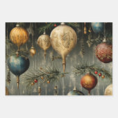 レトロ ビンテージ クリスマス トリオ スタイル B ラッピングペーパーシート (正面)