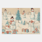 レトロ ビンテージ クリスマス トリオ スタイル G ラッピングペーパーシート (正面3)