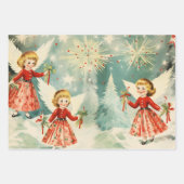 レトロ ビンテージ クリスマス トリオ スタイル G ラッピングペーパーシート (正面2)