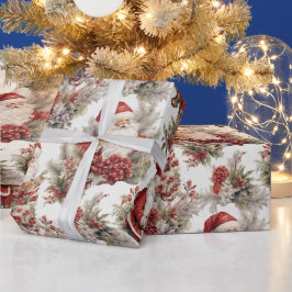 レトロ ビンテージ クリスマス ボヘミア カントリー 水彩 ラッピングペーパー