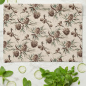 レトロ ビンテージ クリスマス 松ぼっくり キッチンタオル (折り畳み)