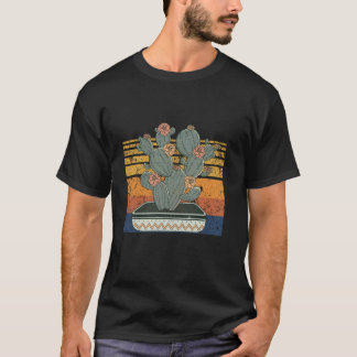 レトロ ビンテージ サボテン サボテン サンセット ウチワサボテン Tシャツ